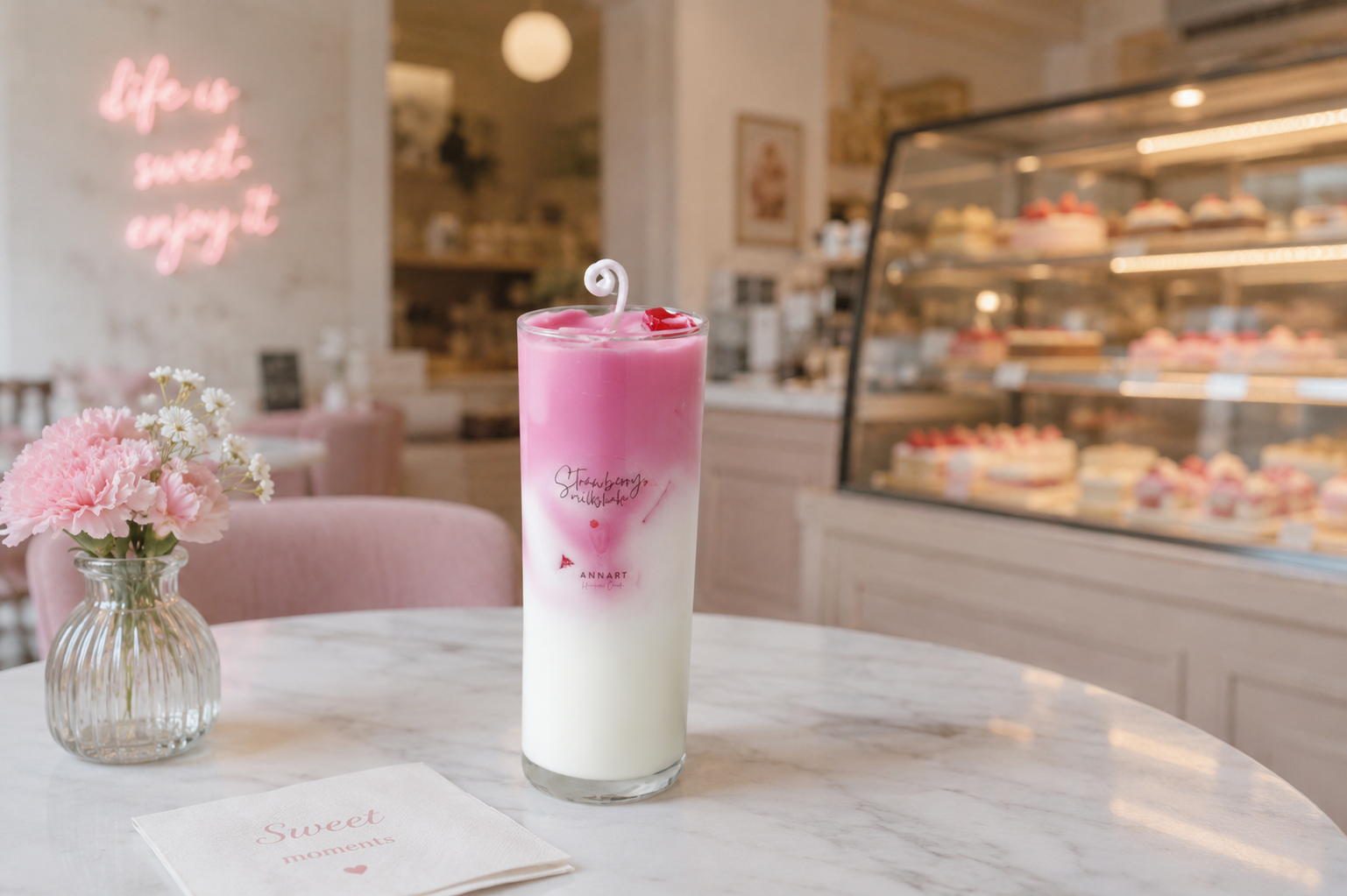 Erdbeer-Milchshake-Kerze